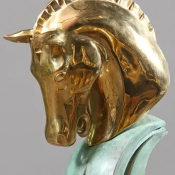Modern Horse-Head Bronze Sculpture