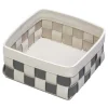 Mondina Medium Rectangular Basket in Black and White Leather