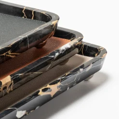 Monza Leather & Marble Rectangular Large Valet Trays #4