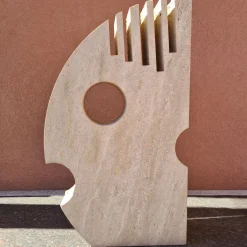 Moon Double Face Sculpture in Roman and Persian Travertine