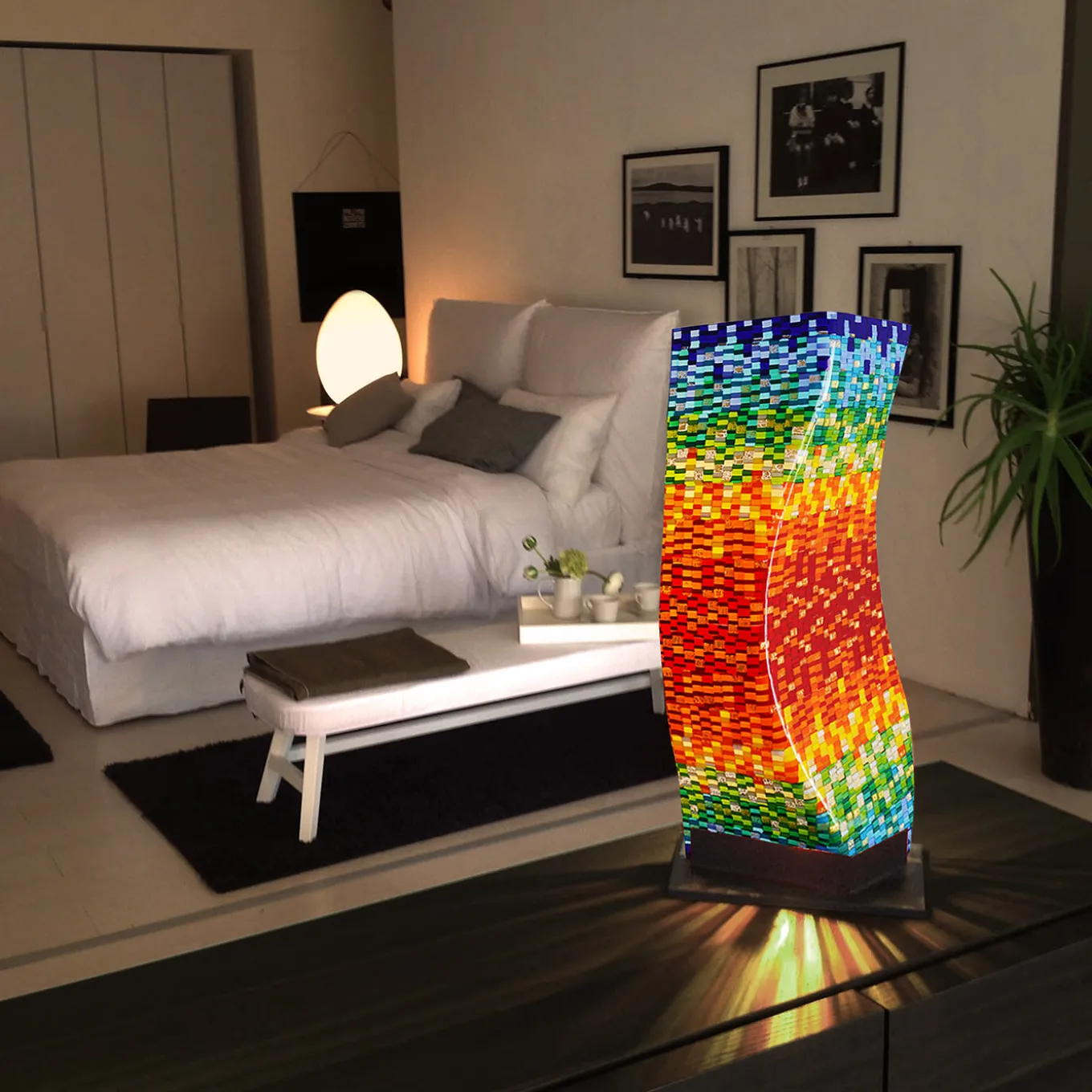 Multicolor Manhattan Impression Murano Glass Sculpture