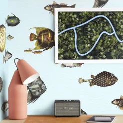 Multicolor Vintage Fish Wallpaper
