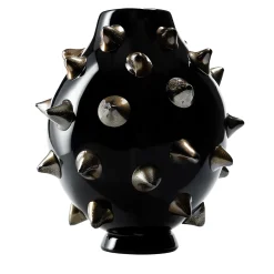 Murano Black Glass Vase-Sculpture