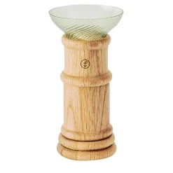 Murano Faro 4177 Briccola Wood & Murano Glass Candleholder