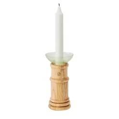 Murano Faro 4177 Briccola Wood & Murano Glass Candleholder