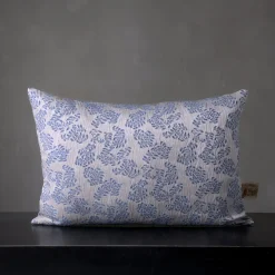 Murcia Rectangular Floral Silvery & Blue Jacquard Cushion