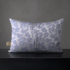Murcia Rectangular Floral Silvery & Blue Jacquard Cushion
