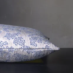 Murcia Rectangular Floral Silvery & Blue Jacquard Cushion