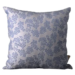 Murcia Square Floral Silvery & Blue Jacquard Cushion
