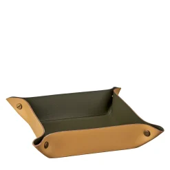 Mustard and olive leather vide poche #2