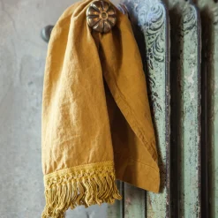 Mustard Towel Set with Long Fringe