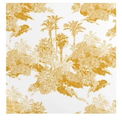 Mustard Yellow French Toile de Jouy Jungle Wallpaper