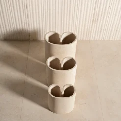 Muze Medium Beige Marble Decorative Vase
