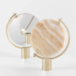 Naia Tabletop Mirror in Honey Onyx Marble by CTRLZAK