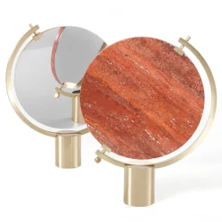 Naia Tabletop Mirror in Red Travertine Marble by CTRLZAK