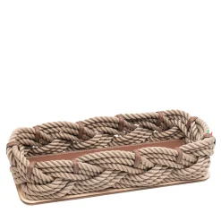 Nautical-Inspired Medium Beige Rectangular Rope Basket