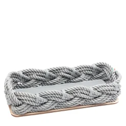 Nautical-Inspired Medium Gray Rectangular Rope Basket