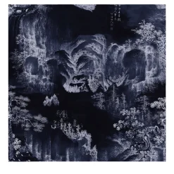 Navy Asian Landscape Wallpaper