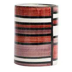 Nemesi Cylindrical Striped Rust Vase