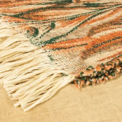 Nequizia Fringed Botanical-Patterned Polychrome Blanket