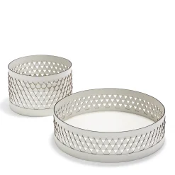 Nereide 45 Round White Leather Basket