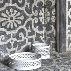 Nereide 45 Round White Leather Basket