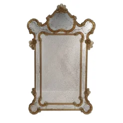 Nettuno Gold Murano Glass Mirror by Fratelli Tosi