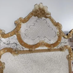 Nettuno Gold Murano Glass Mirror by Fratelli Tosi