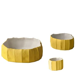 Ninfea Low Corteccia C/11Giallo Sole Set of 3 Bowls