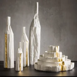 Ninfea Low White Centerpiece With gold insert