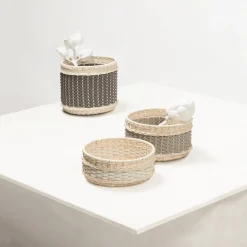 Nîmes Leather & Rattan Small Basket