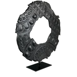 Néra Black Ceramic Sculpture with Pedestal by Gabriele Mengoni