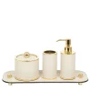 Olimpia 4-Piece Round Bathroom Gold/Beige Leather Bathroom Set