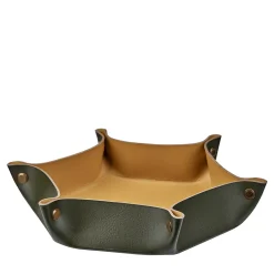 Olive and mustard leather vide poche #3