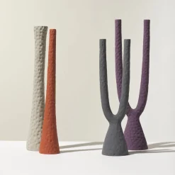 Omega Mono Matte Indian Red Ceramic Candlestick