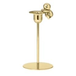 Omini Climber Short Candlestick in Polished Brass By Stefano Giovannoni