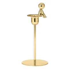 Omini Thinker Short Candlestick in Polished Brass By Stefano Giovannoni