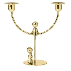 Omini Thinker Walkman Candlestick in Polished Brass By Stefano Giovannoni