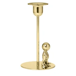 Omini Walkman Short Candlestick in Polished Brass By Stefano Giovannoni