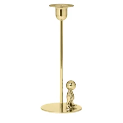Omini Walkman Tall Candlestick in Polished Brass By Stefano Giovannoni