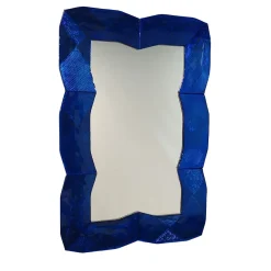 Onda Cobalto Murano Glass Wall Mirror