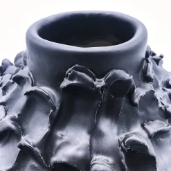 Onda Matte Black Round Vase