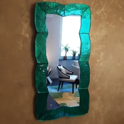 Onda Smeraldo Murano Glass Wall Mirror
