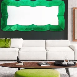 Onda Smeraldo Murano Glass Wall Mirror
