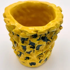 Onda Sunflower Yellow and Shiny Black Vase