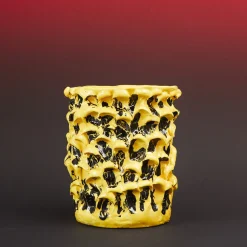 Onda Sunflower Yellow and Shiny Black Vase