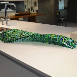 Onda Sunshine Green Murano Glass Centerpiece by Andrea Orso