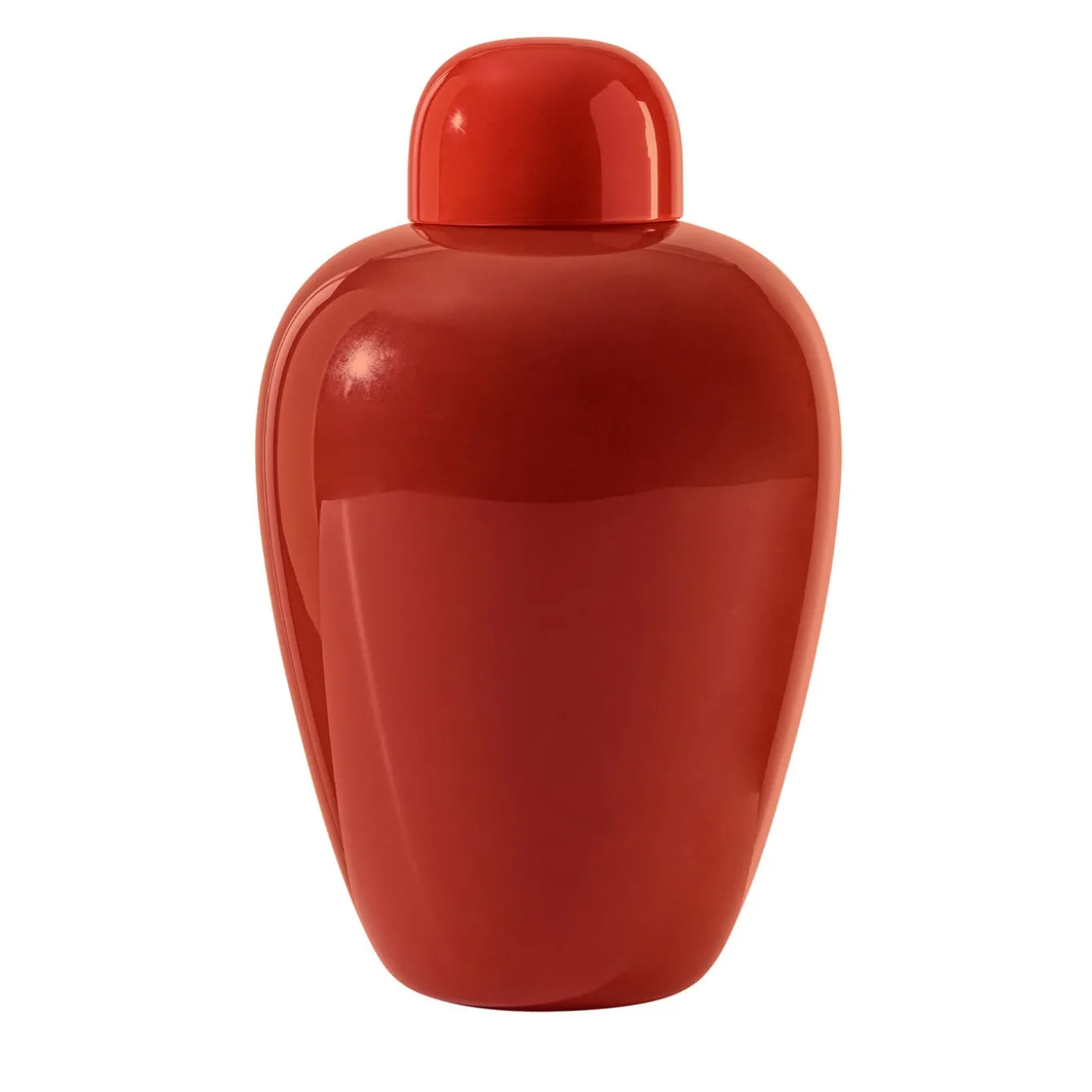 Opaco Coral Red Vase with Cap by Tobia Scarpa