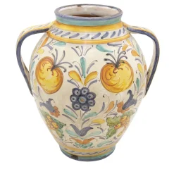 Orciolo Vase with Blue Florentine Fleur-De-Lis