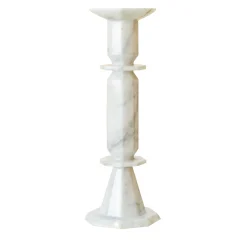 Oreadi Nix White Marble Candlestick by Rotella